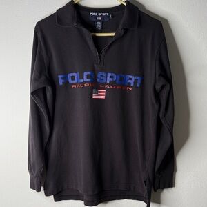 Vintage 90s Polo Sport Ralph Lauren Quarter-Zip Rugby Pullover Navy Size S